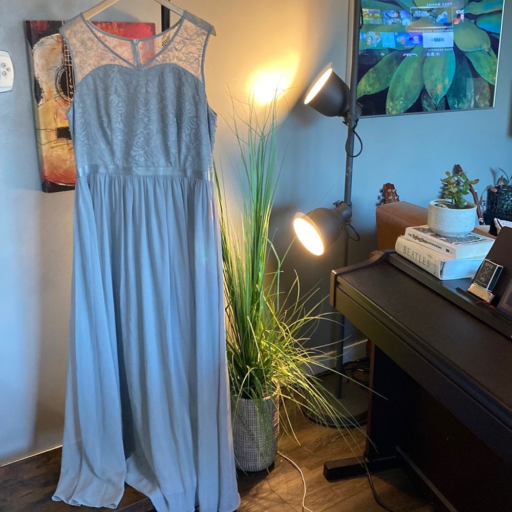 Dress Tells 2XL gray long lace top dressy dress